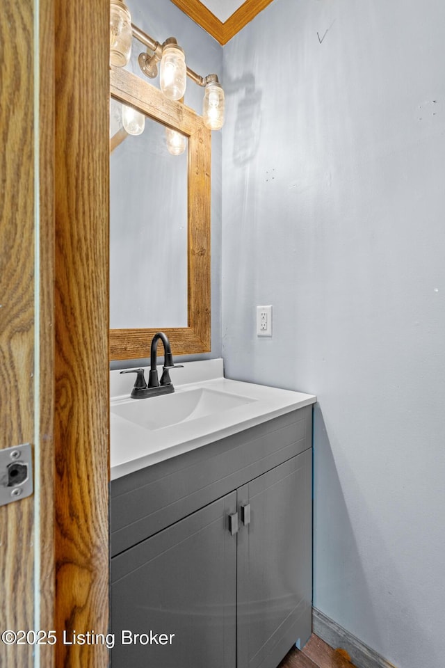 1210 Christian Church Rd, Brandenburg, KY 40108 - bathroom featuring vanity and ornamental molding