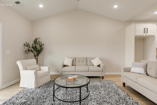 LOT27 Brookley Dr, Louisville, KY 40229 - living room with light wood-style floors, vaulted ceiling, baseboards, and recessed lighting