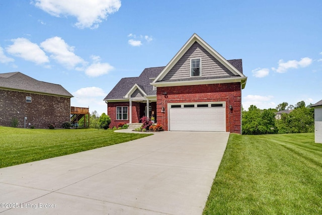 458 Christman Ln, Shepherdsville, KY 40165 - view of front facade featuring brick siding, concrete driveway, a front yard, and an attached garage