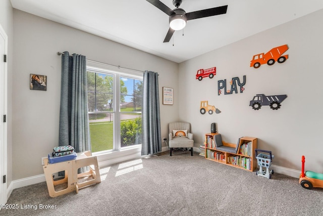 458 Christman Ln, Shepherdsville, KY 40165 - living area with a ceiling fan, carpet flooring, and baseboards