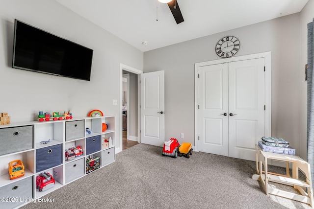 458 Christman Ln, Shepherdsville, KY 40165 - game room with carpet and a ceiling fan