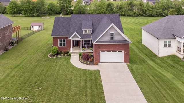 458 Christman Ln, Shepherdsville, KY 40165 - view of front of home featuring brick siding, a porch, concrete driveway, and a shingled roof