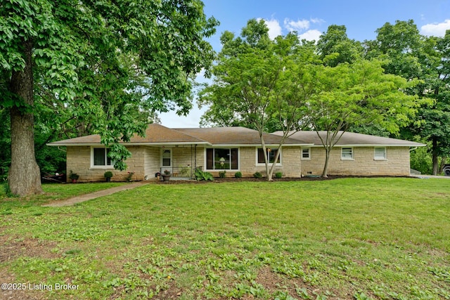 607 Edgemont Rd, Irvington, KY 40146 - ranch-style home with a front lawn and stone siding