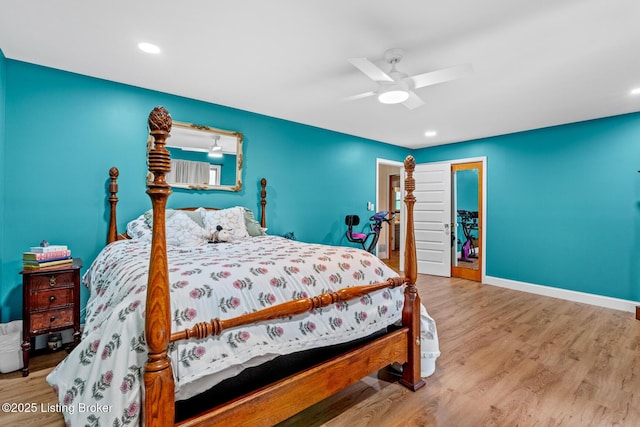 607 Edgemont Rd, Irvington, KY 40146 - bedroom with wood finished floors, a ceiling fan, baseboards, and recessed lighting