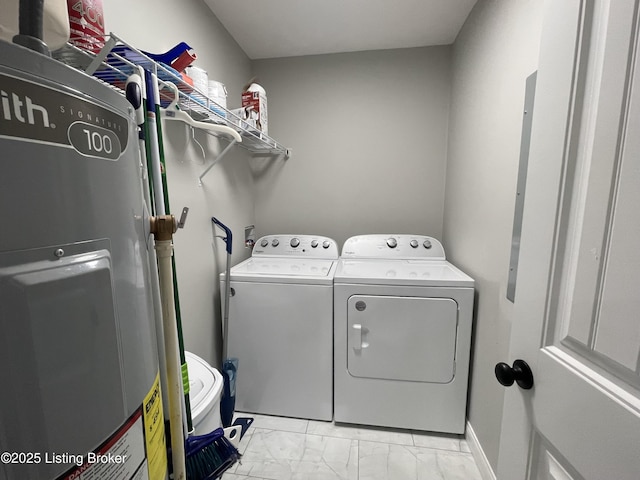 122 Iroquois Trl, Bloomfield, KY 40008 - washroom featuring washing machine and dryer and light marble finish flooring
