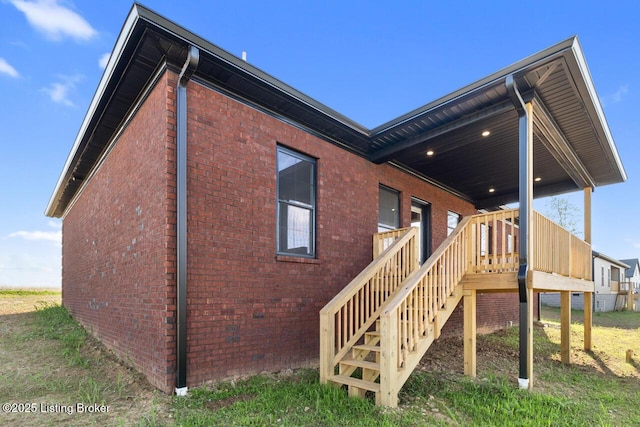 506 Capps Rd, Campbellsville, KY 42718 - back of property with brick siding and stairs
