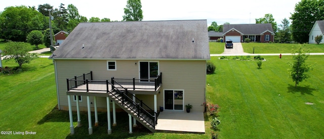 85 Summitt Dr, Brandenburg, KY 40108 - back of house featuring a deck, stairway, a yard, and a patio