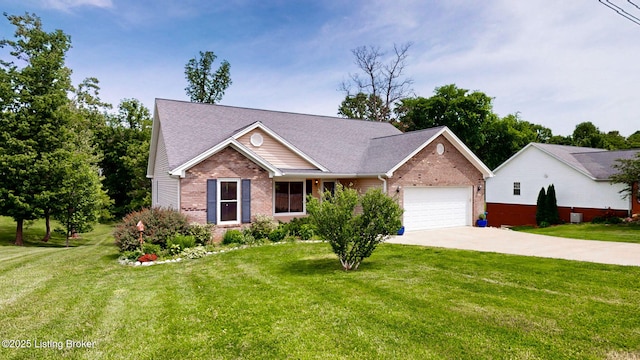 85 Summitt Dr, Brandenburg, KY 40108 - view of front facade featuring brick siding, driveway, a garage, and a front lawn