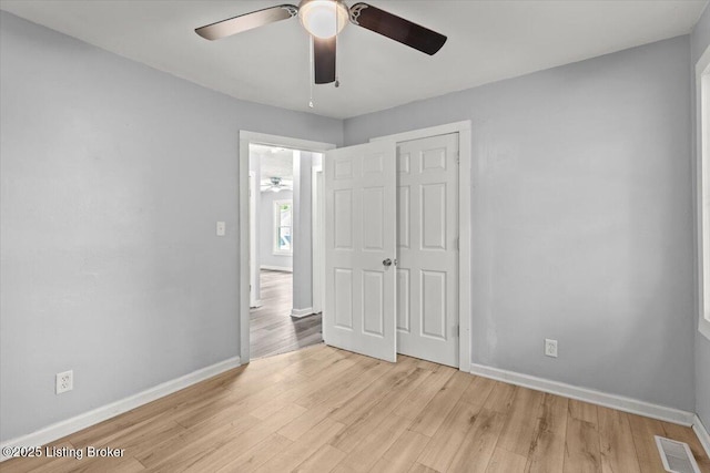 404 Diecks Dr, Elizabethtown, KY 42701 - unfurnished bedroom featuring light wood finished floors, baseboards, and a ceiling fan