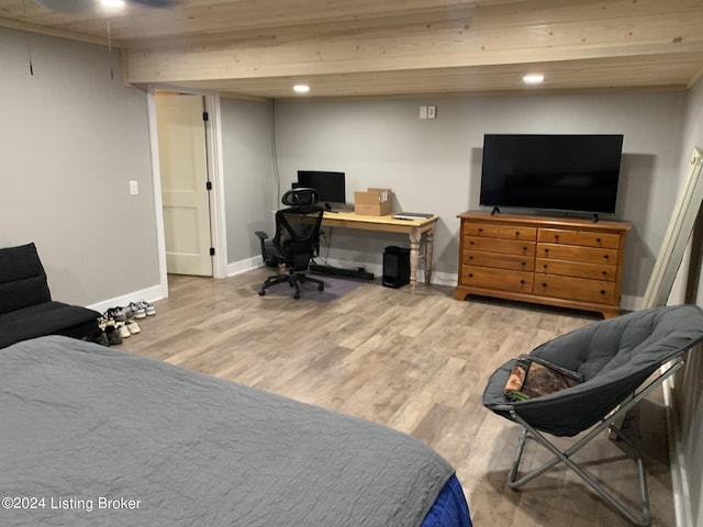107 Clymene Rd, Cecilia, KY 42724 - bedroom featuring wood finished floors, baseboards, recessed lighting, and an office area