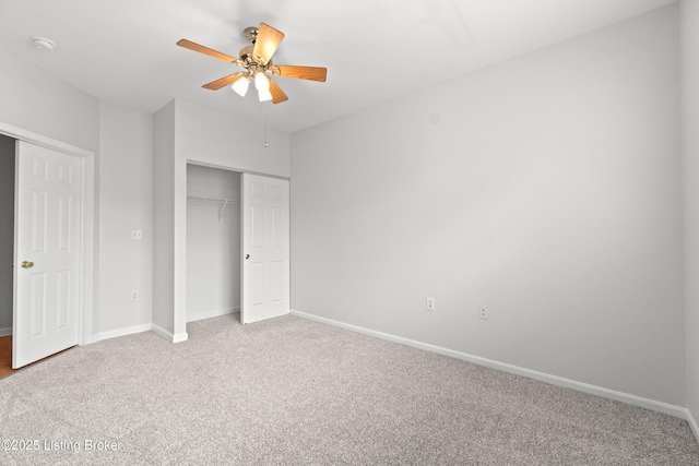 5106 Telford Ln, Louisville, KY 40241 - unfurnished bedroom with carpet floors, baseboards, a closet, and ceiling fan