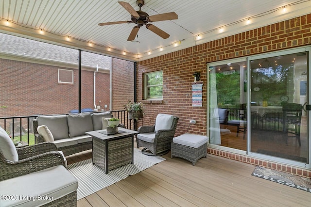 13318 Stepping Stone Way, Louisville, KY 40299 - wooden terrace with outdoor lounge area and a ceiling fan