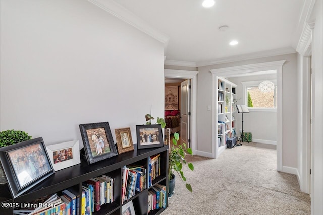 13318 Stepping Stone Way, Louisville, KY 40299 - sitting room with carpet flooring, crown molding, baseboards, and recessed lighting
