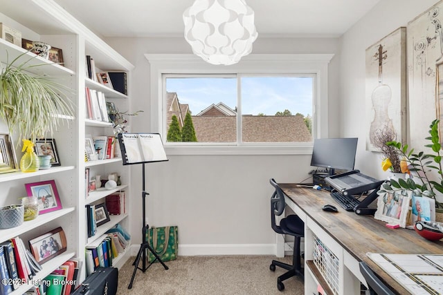 13318 Stepping Stone Way, Louisville, KY 40299 - office area featuring carpet floors, a chandelier, and baseboards