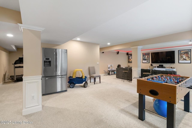 13318 Stepping Stone Way, Louisville, KY 40299 - rec room with carpet, recessed lighting, and decorative columns