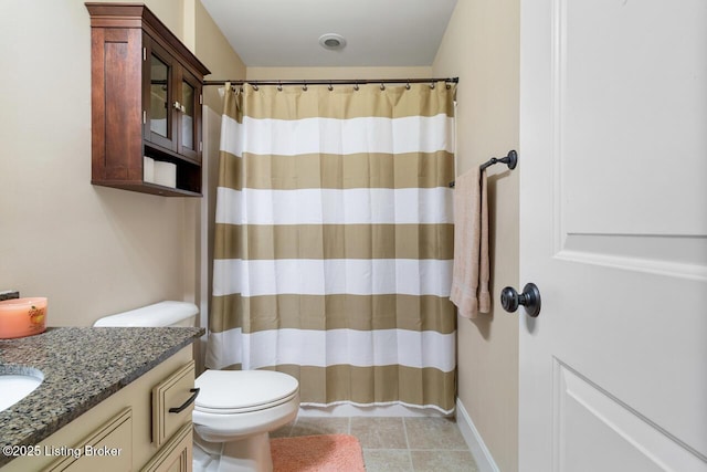 13318 Stepping Stone Way, Louisville, KY 40299 - bathroom with vanity, toilet, a shower with curtain, and tile patterned flooring