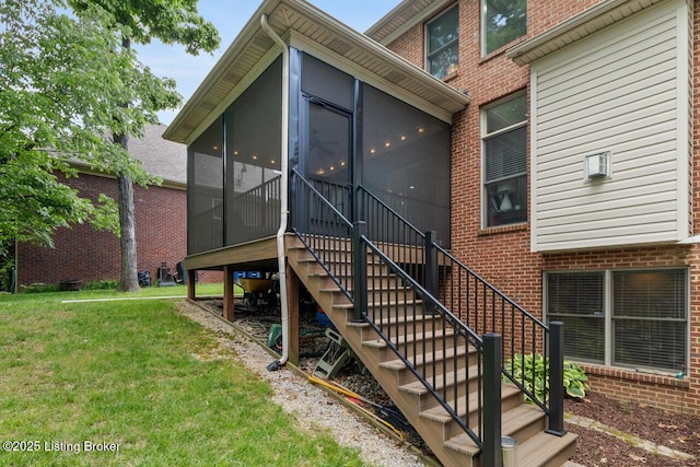 13318 Stepping Stone Way, Louisville, KY 40299 - doorway to property featuring brick siding and a lawn