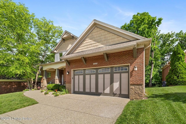 13318 Stepping Stone Way, Louisville, KY 40299 - view of front of property with brick siding, a front yard, concrete driveway, and an attached garage