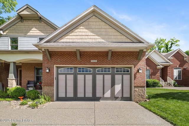 13318 Stepping Stone Way, Louisville, KY 40299 - view of front of property with a garage, driveway, a front yard, and brick siding