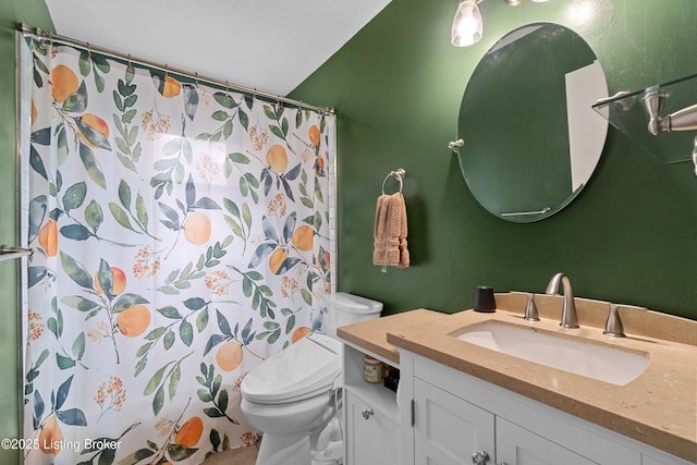 3802 Breckenridge Ln, Louisville, KY 40218 - bathroom with vanity, toilet, and a shower with shower curtain