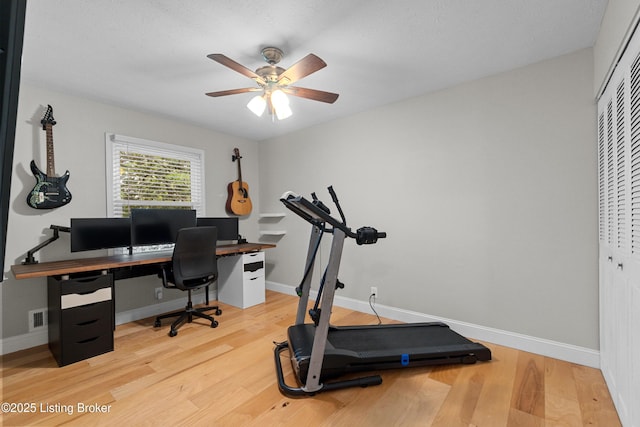 3802 Breckenridge Ln, Louisville, KY 40218 - office area with ceiling fan, light wood-type flooring, and baseboards