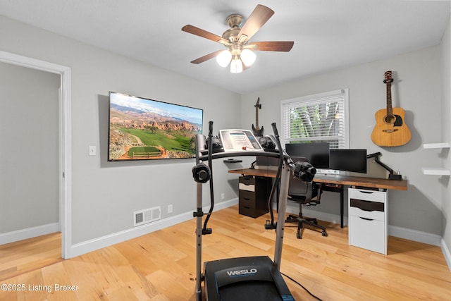 3802 Breckenridge Ln, Louisville, KY 40218 - office space featuring ceiling fan, wood finished floors, and baseboards