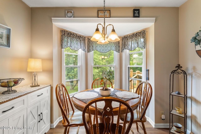 12115 Alpine Way, Goshen, KY 40026 - dining room featuring a chandelier, wood finished floors, and baseboards