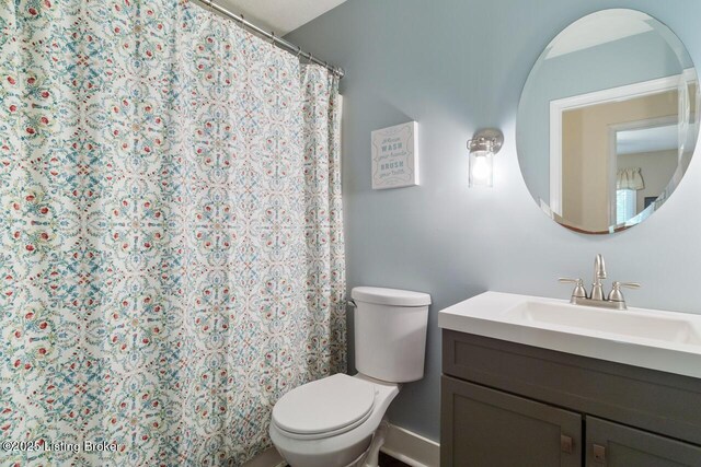 12115 Alpine Way, Goshen, KY 40026 - bathroom featuring vanity, toilet, and a shower with shower curtain