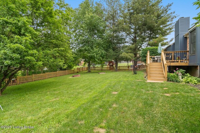 12115 Alpine Way, Goshen, KY 40026 - view of yard with stairway and a wooden deck