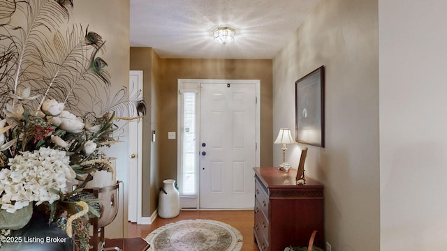 10409 Pine Glen Cir, Louisville, KY 40291 - foyer entrance with wood finished floors, a textured ceiling, and baseboards