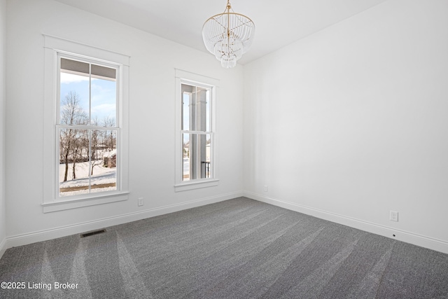 4907 Sycamore Ridge Ln, La Grange, KY 40031 - unfurnished room with a chandelier, carpet flooring, and baseboards