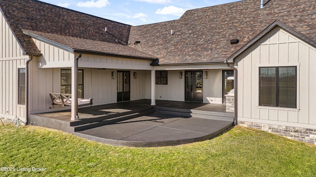 4907 Sycamore Ridge Ln, La Grange, KY 40031 - back of property with a yard, a shingled roof, and a patio