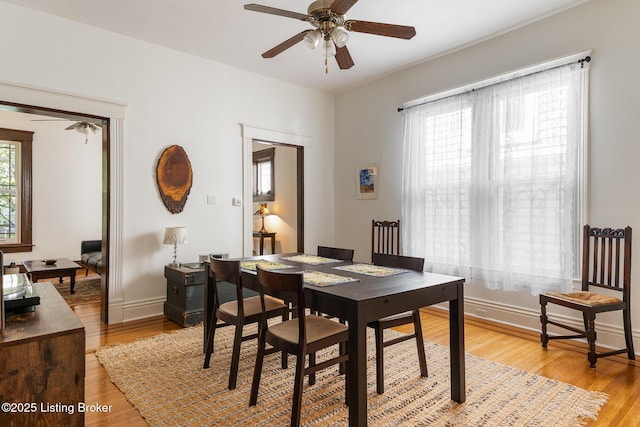 2023 Alta Ave, Louisville, KY 40205 - dining area with ceiling fan, light wood-style flooring, and baseboards