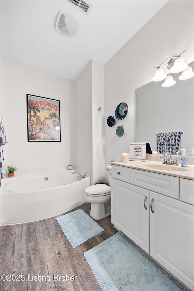 10119 Vista Springs Way, Louisville, KY 40291 - full bathroom featuring wood finished floors, vanity, a garden tub, and toilet