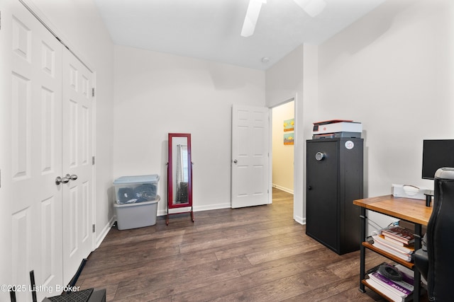10119 Vista Springs Way, Louisville, KY 40291 - office with dark wood finished floors, ceiling fan, and baseboards