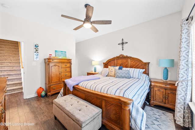 10119 Vista Springs Way, Louisville, KY 40291 - bedroom with dark wood-type flooring, ceiling fan, and baseboards