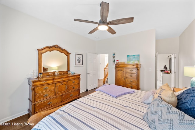 10119 Vista Springs Way, Louisville, KY 40291 - bedroom with dark wood-style floors, baseboards, and ceiling fan