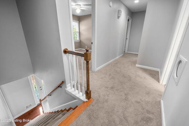 1312 Pollitt Ct, Louisville, KY 40223 - hall featuring an upstairs landing, baseboards, and carpet flooring