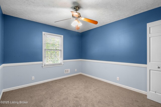 1312 Pollitt Ct, Louisville, KY 40223 - carpeted empty room featuring ceiling fan, a textured ceiling, and baseboards