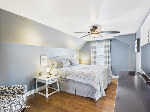 4932 Southern Pkwy, Louisville, KY 40214 - bedroom featuring wood finished floors, baseboards, lofted ceiling, and a ceiling fan