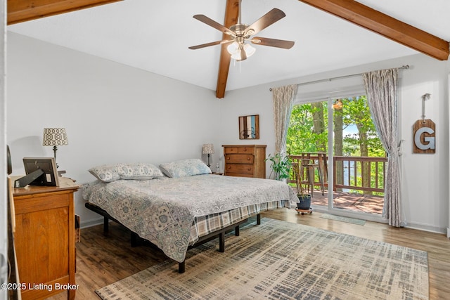 94 Tarnwood Dr, Brandenburg, KY 40108 - bedroom with access to outside, wood finished floors, baseboards, and ceiling fan