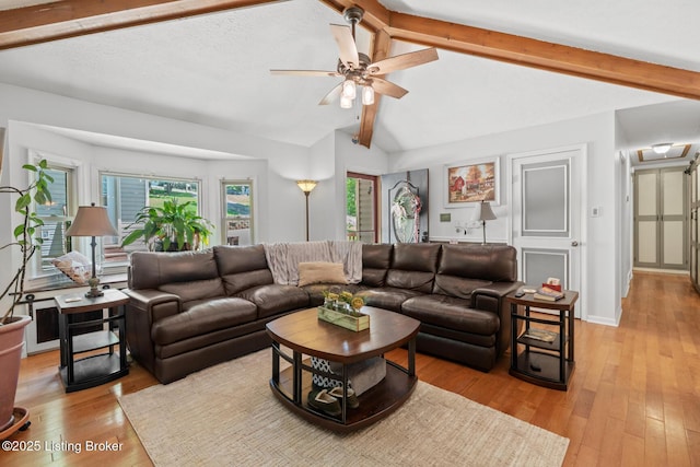 94 Tarnwood Dr, Brandenburg, KY 40108 - living room featuring a ceiling fan, light wood finished floors, and baseboards