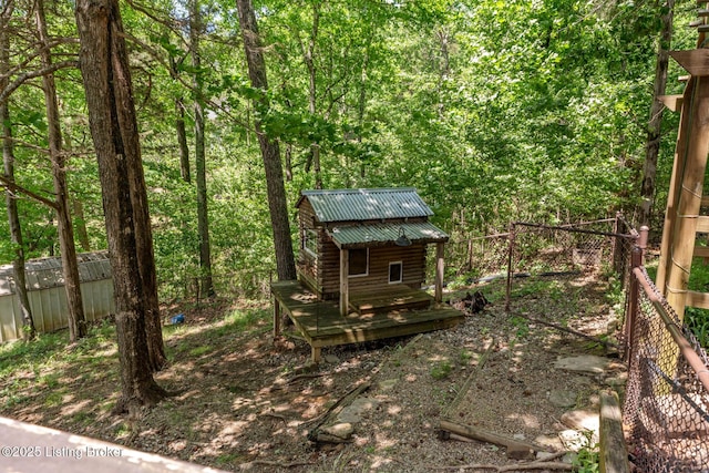 94 Tarnwood Dr, Brandenburg, KY 40108 - view of yard with an outbuilding and a wooded view