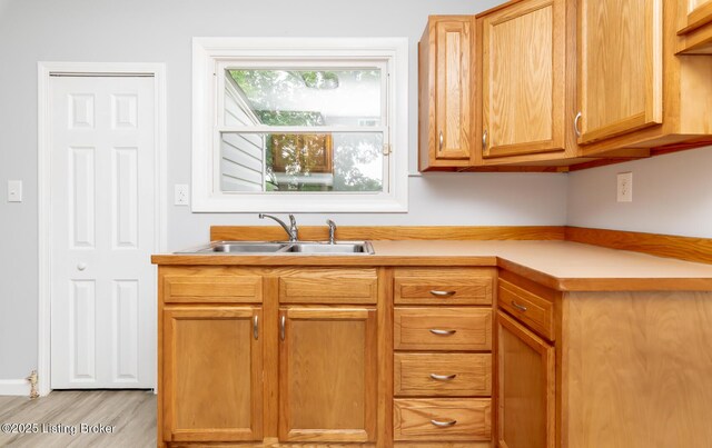 1057 Hillview Blvd, Shepherdsville, KY 40229 - kitchen with a sink, light countertops, and light wood-style flooring