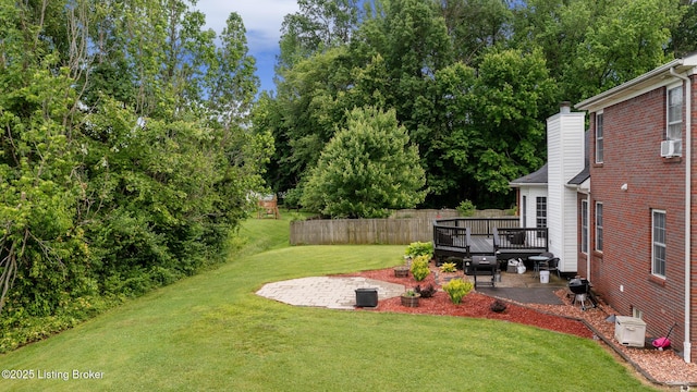 6820 Grandfield Rd, Louisville, KY 40258 - view of yard with a wooden deck, a patio, and view of scattered trees