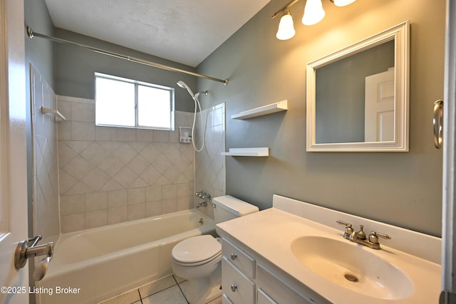 7514 Pimlico Dr, Louisville, KY 40214 - full bath featuring shower / bath combination, toilet, tile patterned floors, vanity, and a textured ceiling