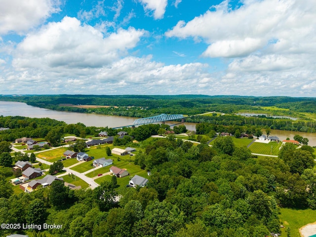 966 Lawrence St, Brandenburg, KY 40108 - drone / aerial view of a nearby body of water and a heavily wooded area