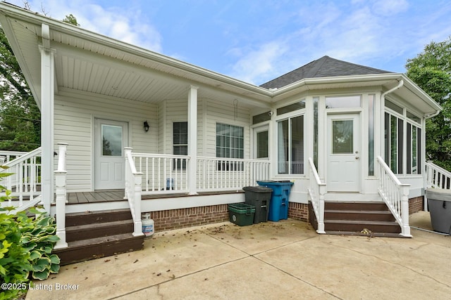 966 Lawrence St, Brandenburg, KY 40108 - entrance to property featuring a shingled roof and a porch