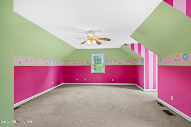 966 Lawrence St, Brandenburg, KY 40108 - additional living space featuring ceiling fan, carpet flooring, lofted ceiling, and baseboards