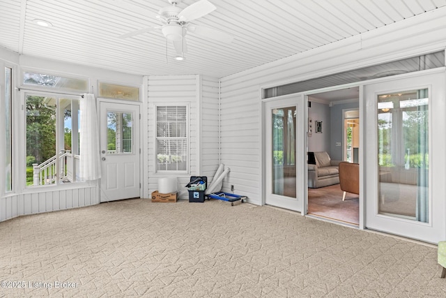 966 Lawrence St, Brandenburg, KY 40108 - unfurnished sunroom with ceiling fan and french doors